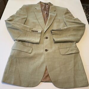Warren Sewell Regent Mens 42L Wool Blazer Sage Green Herringbone Windowpane Coat